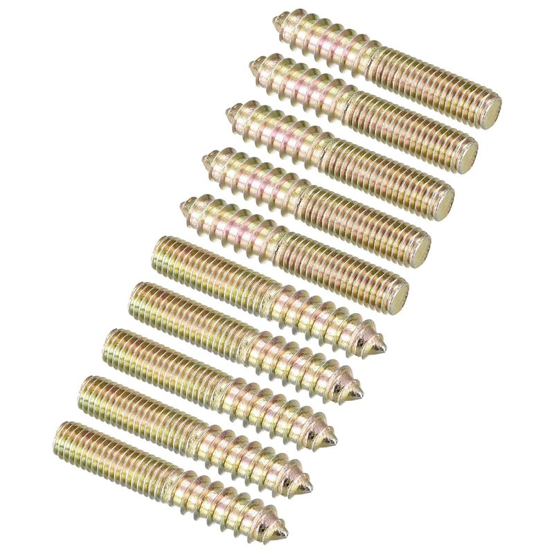 TOP-VIGOR 12Pcs M8x50mm Hanger Bolts, Double Headed Bolts Self Tapping Screw, Double Ended Dowel Screws, Screw Dowels Hanger, Threaded Lag Wood Screws and Machine Bolts for Wood Joint Furniture - Image 1